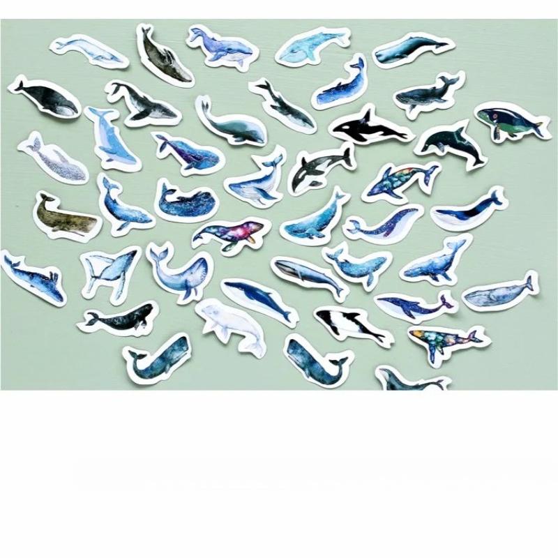 45pcs/pack Kawaii Whale Label Stickers Decorative Stationery Stickers Scrapbooking DIY Diary Album Stick Label School Supplies