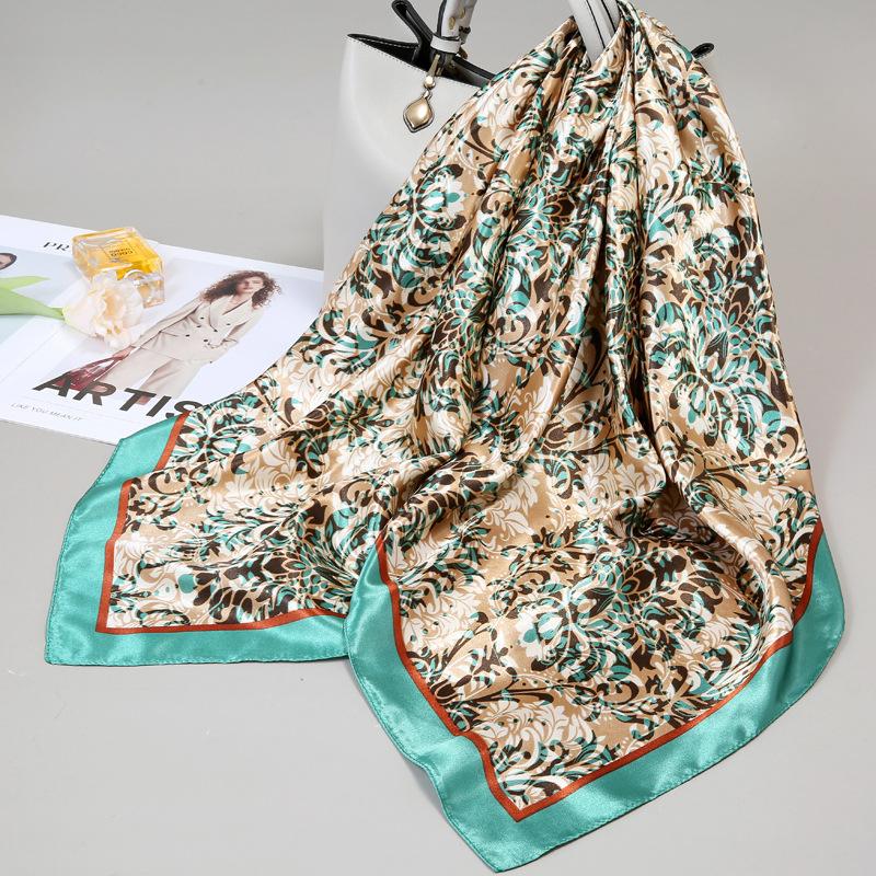 Small silk scarf women's large square scarf yarn scarf spring, autumn and winter matching shirt middle-aged mother square 91 × 91 thin scarf