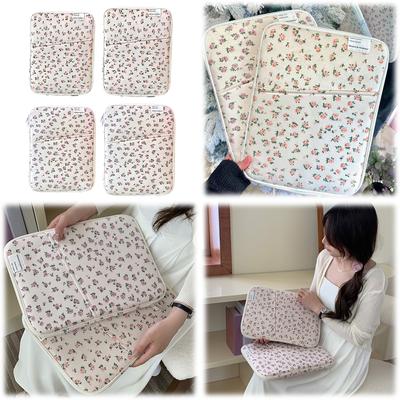 11/13in Floral Laptop Carrying Case Shockproof Fluffy Laptop Bag Portable Computer Cover Bag Soft for Women Girls