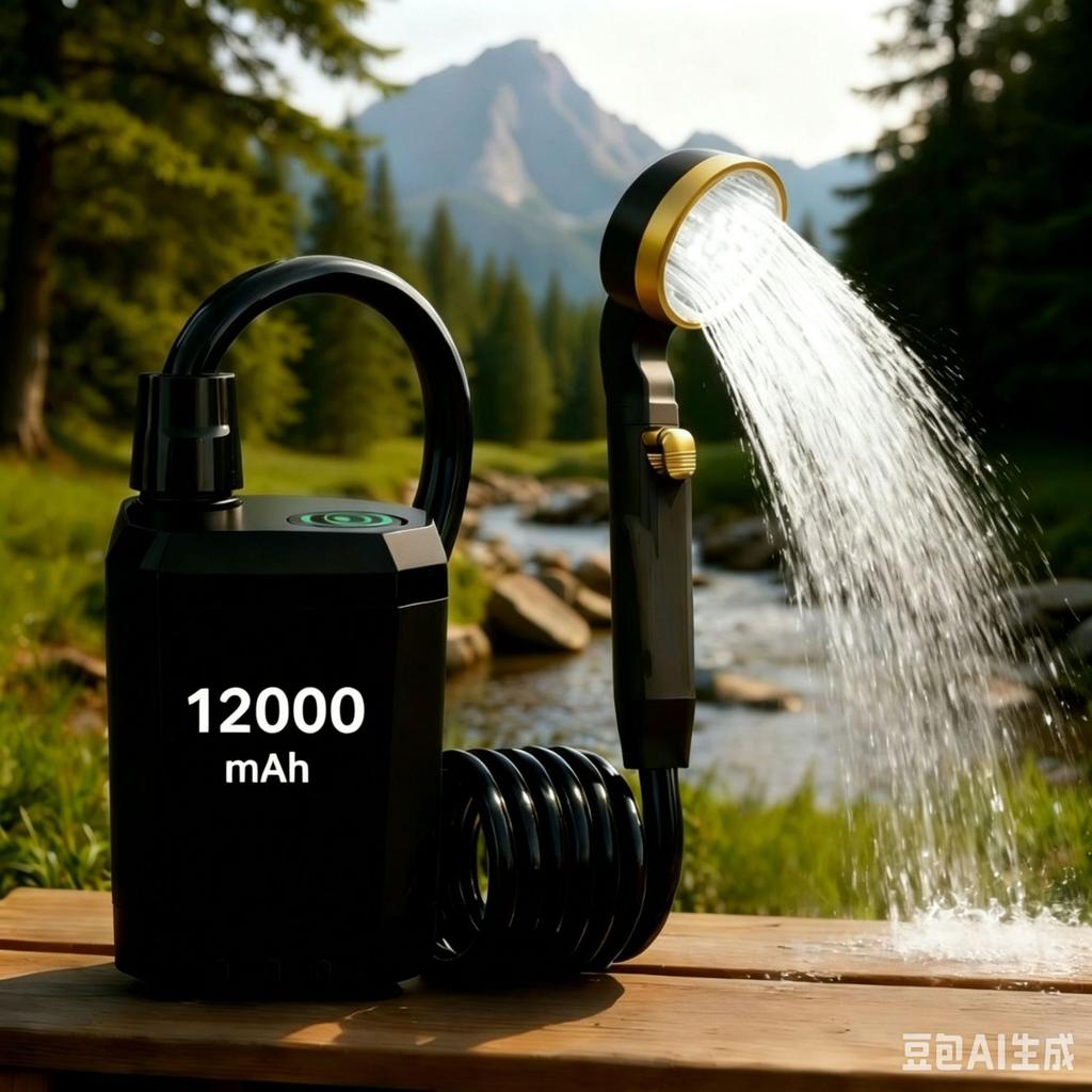 Cordless Portable Electric Shower Pump Self-Priming Rechargeable Shower Head No Plug Needed Outdoor Camping Dorm Rural Mobile Water Sprayer Bath Tool