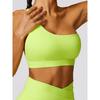 Oblique Shoulder Beauty Back Exercise Underwear Women's Bubble Wrap Push Up Sexy Yoga Jacket Outwear Open Back Fitness Vest Bra