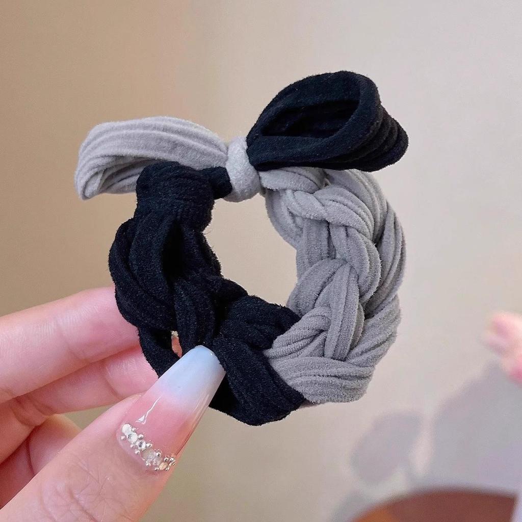 Korean Style Knitted Bow Hair Tie - High Elastic Ponytail Holder