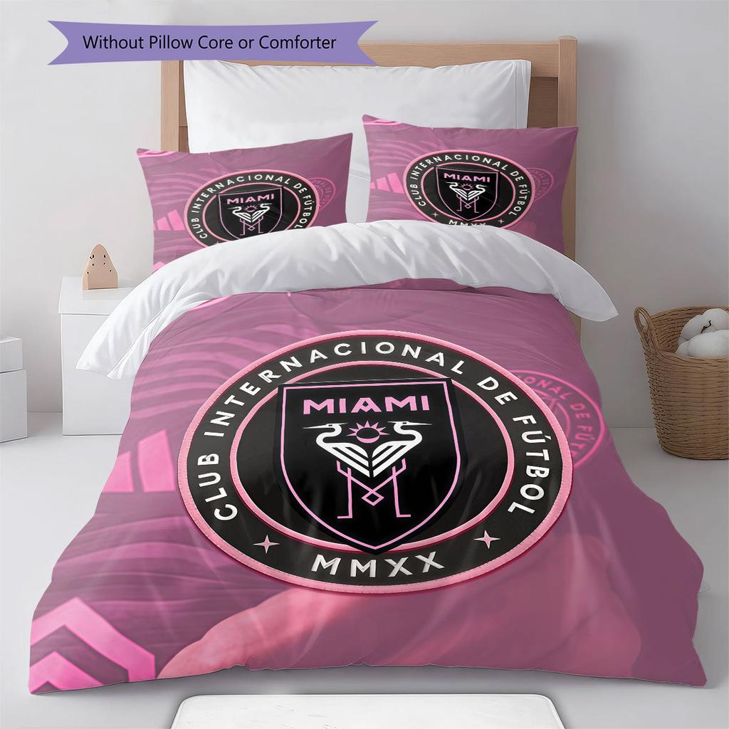 Inter Miami CF Pattern Bedding,Quilt Set Quilt Cover Pillowcase Home Birthday Gift(1 * duvet cover + 2 * pillowcase, without core)