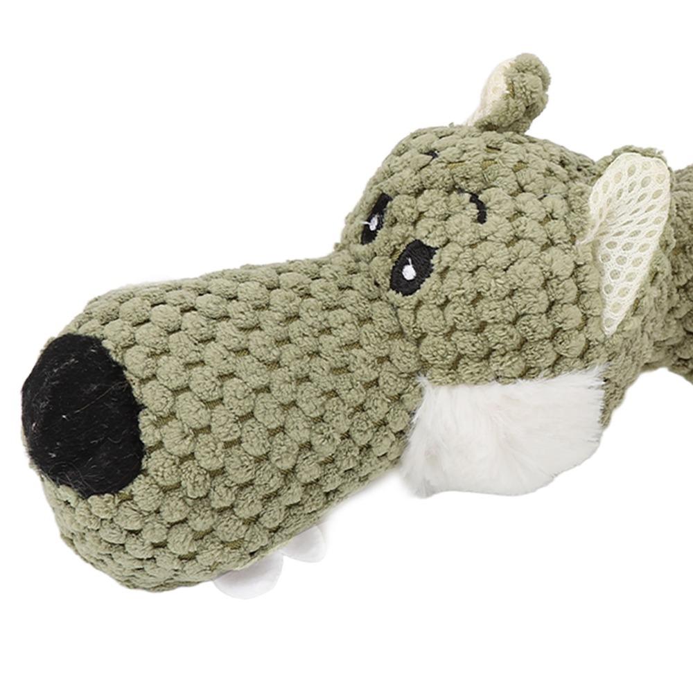 Lying Wolf Outline Plush Dog Chew Toy Interactive Pet Play Doll Teething Puppy Breeds