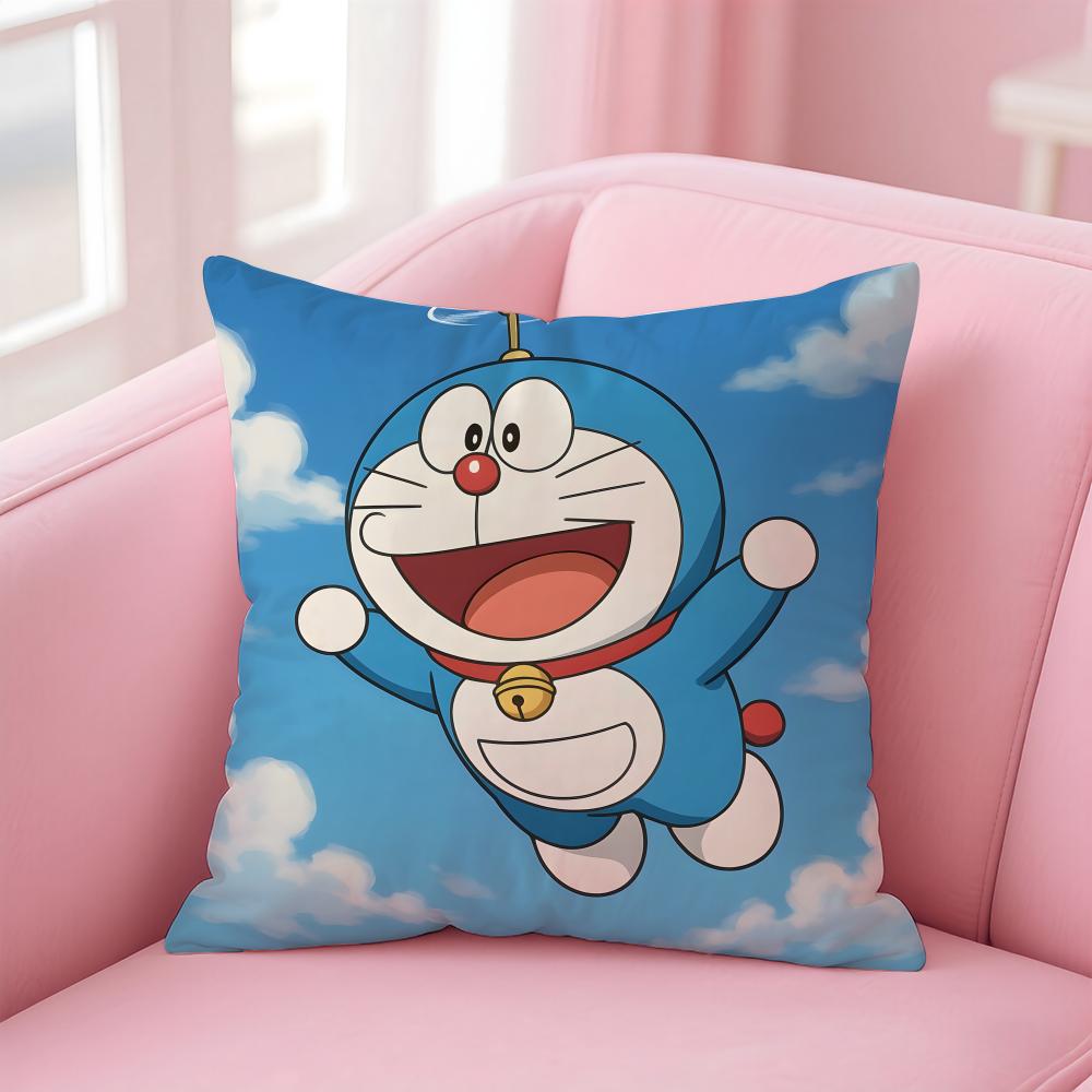 Cartoon D-Doraemona Cushion Cover Comfortable Reversible Pillow Cover Ideal For Car Sofa Bedroom & Beyond