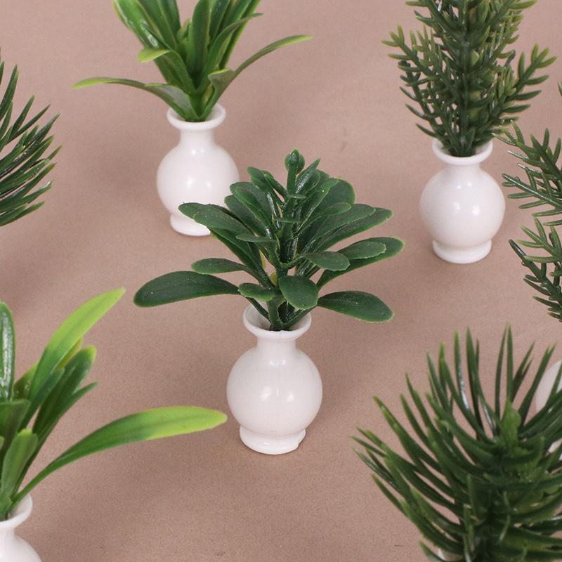 1 ks Domeček pro panenky Mini Plastová Simulační Váza Zelená Rostlina Miniaturní Model Mini Květinové Aranžmá Hračka Ozdoby