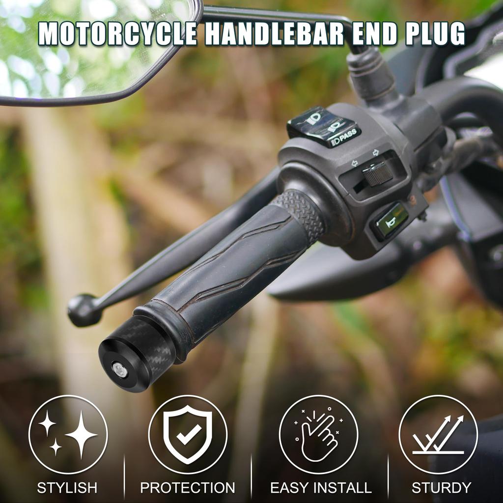 TUCKBOLD Motorcycle Handlebar End Plugs Aluminum Alloy 7/8" 22mm Fashionable | Front Handlebar Grip Cap Gear Balance Plug Black 2pcs