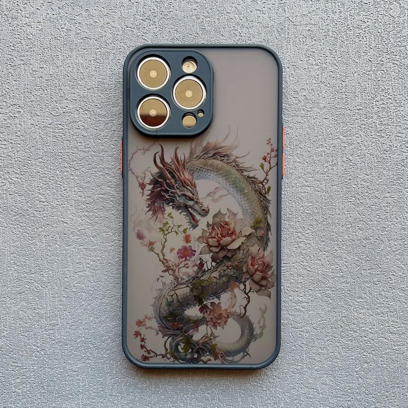 Dragon Totem Phone Case For iPhone 16 13 12 11 15 14 Pro Max 14Plus XS X XR 13 Mini 7 8 Plus SE2 Vintage Dragon Shockproof Cover