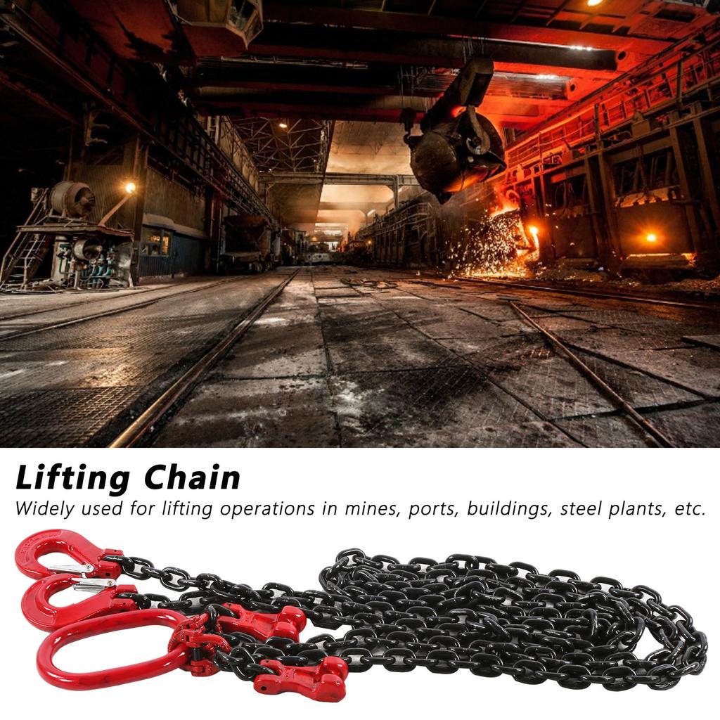 Lifting Chain Sling 2 Hooks Adjustable for Crane Operations 2 Meter 4.75 Tons 8mm