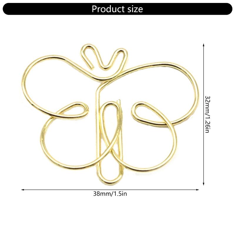 30Pcs Butterfly Shape Metal Paper Clip 38x32mm File Organiser Clip Bookmarks Page Marker Clips for Document Notebook