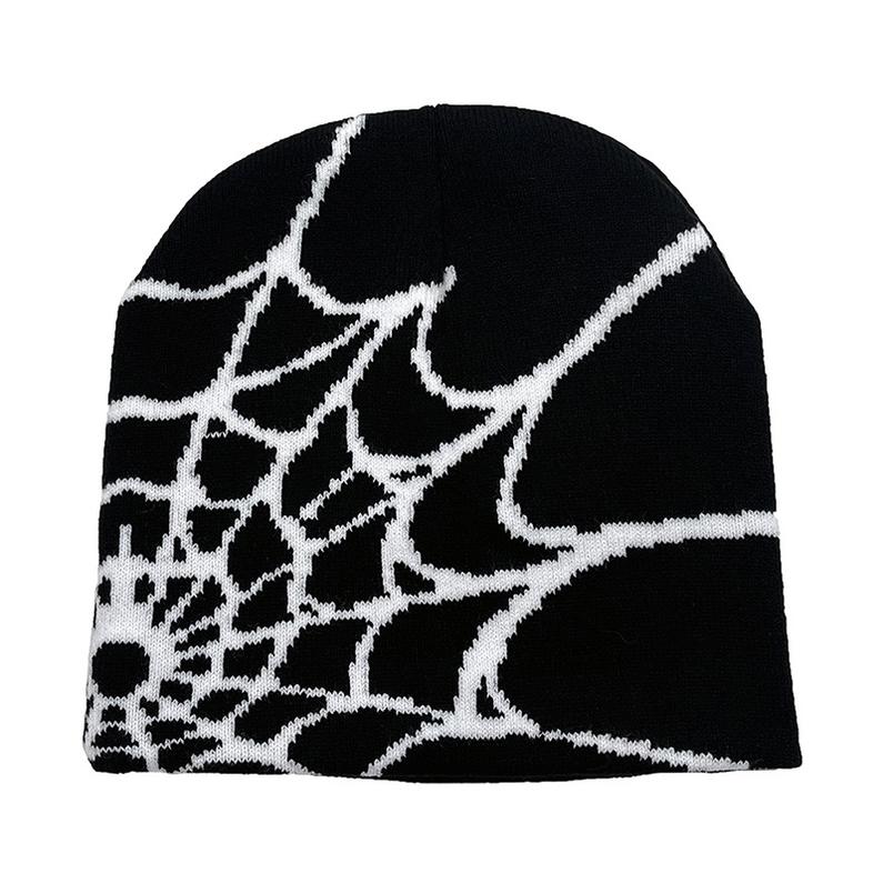 Beanie Fine 2026 Hot Colorful Spider Web Jacquard Acrylic Silk Stretch Textured Charms Golf Beanie Cap