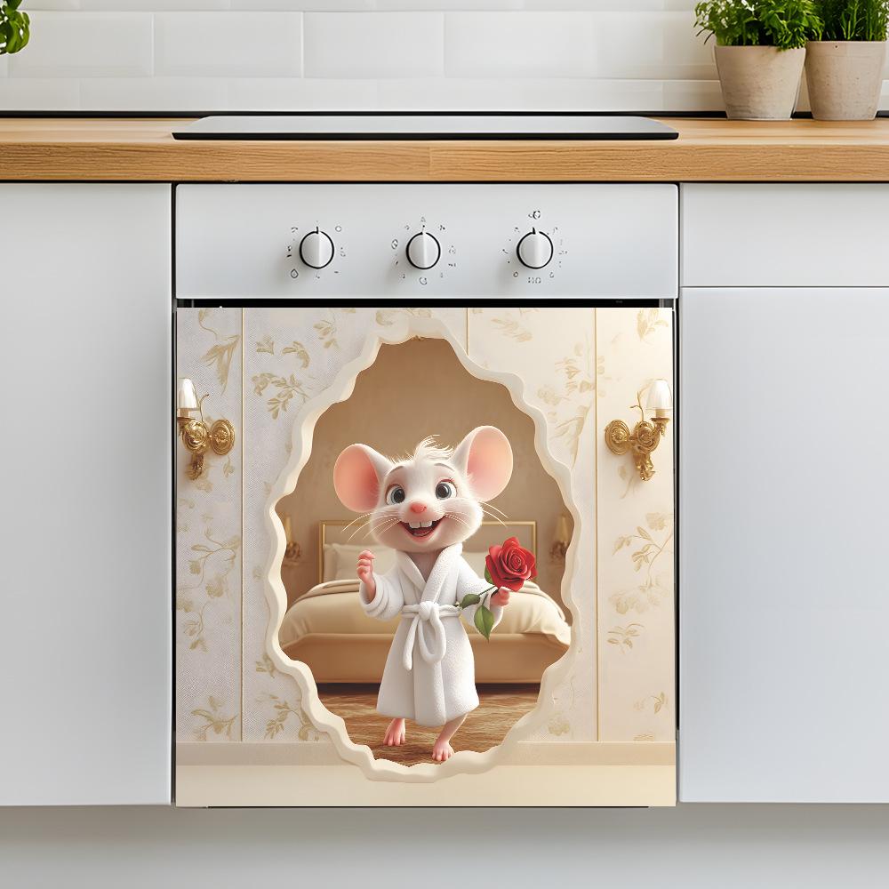Cute Little Mouse Rose Kitchen Dining Room Home Background Beautification and Decoration Wall Stickers
