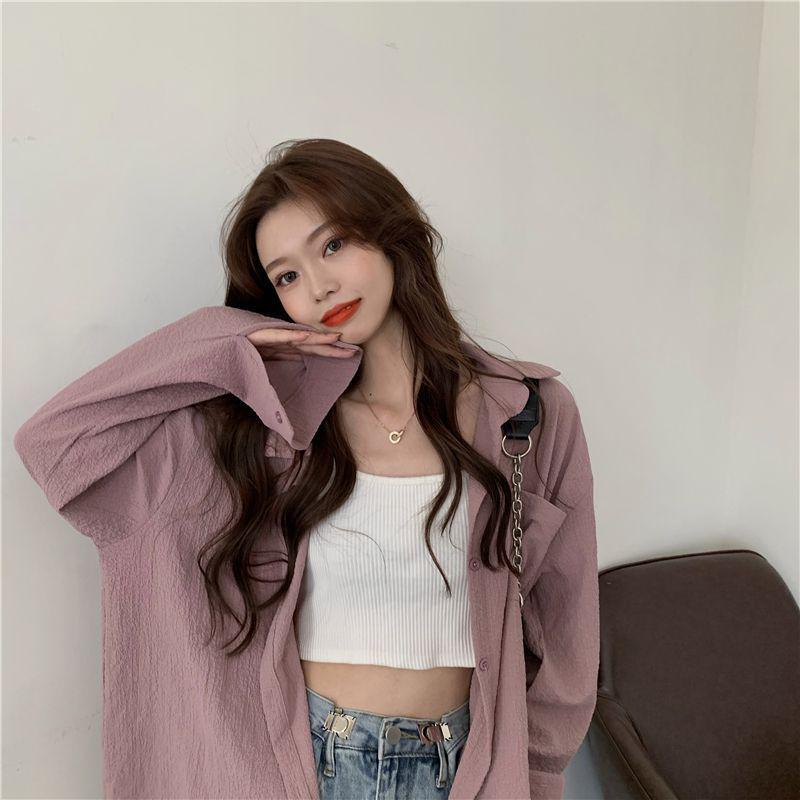 Women's Summer UV Protection Ice Silk Cardigan – Loose Fit, Breathable, Solid Color, Long-Sleeve, Plus Size