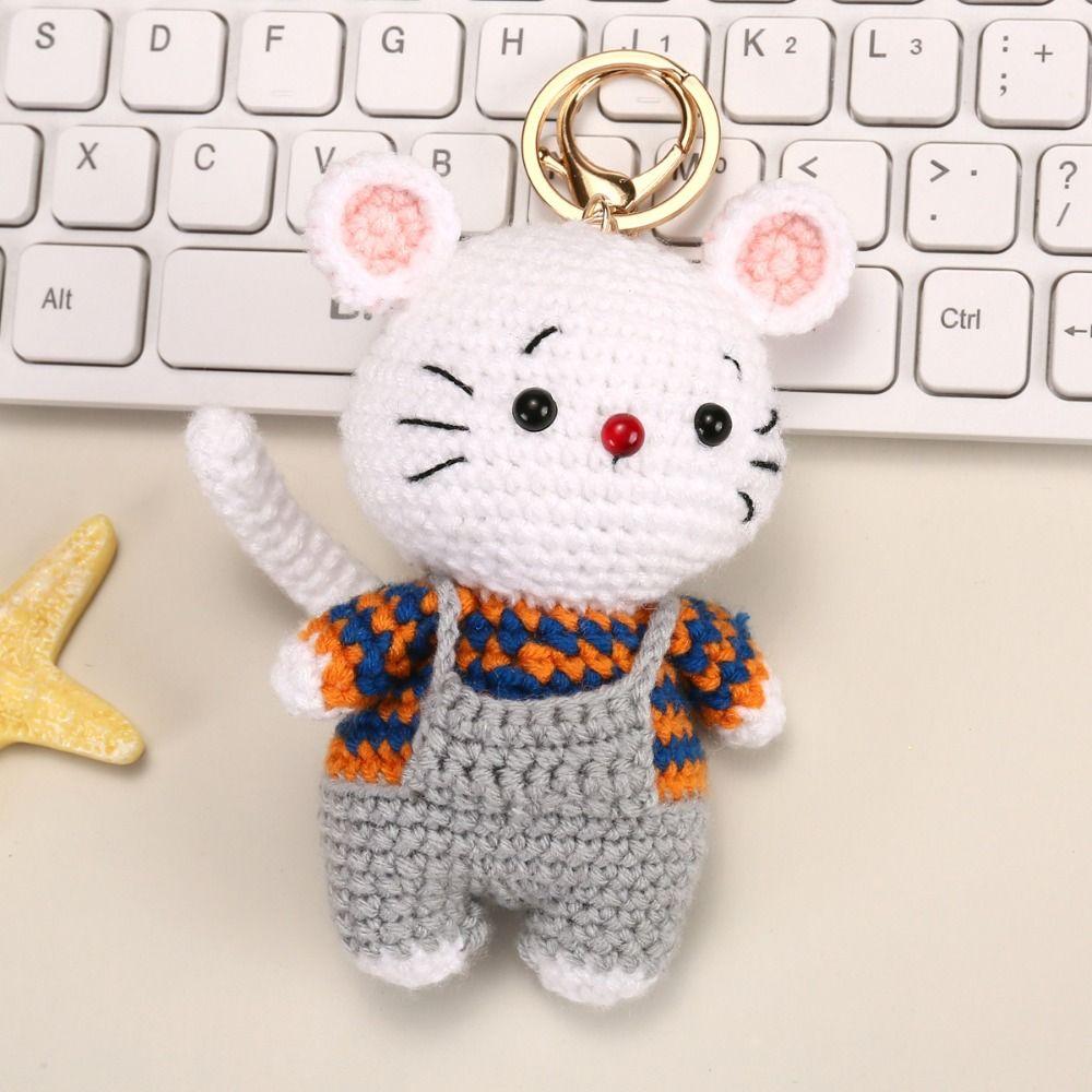 Backpack Charm Knitted Animal Keychain Handwoven Crochet Doll Key Ring Animal Pendant  Friend Gifts