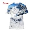 Men's 3D Printed Street Fashion T-Shirt Snow Mountain Scenery Print Short Sleeve O-Neck Pullover casual top