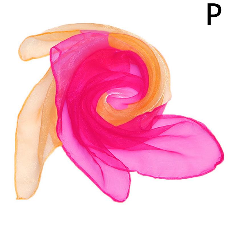 Transparent Summer Scarf For Women Square Gradient Color Head Wear Shinny Thin Chiffon Neck Shawl Beach Vacation Accessories