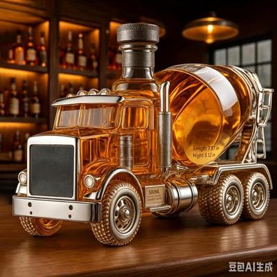 Glas-Dekanter in LKW-Form, 350 ml, versiegelte leere Likörflasche zur Aufbewahrung von Whiskey, Wodka, Wein