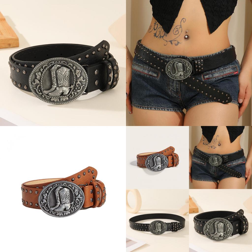 Fashion Pu Leather Belt With Metallic Snap Button And Punk Style For Men