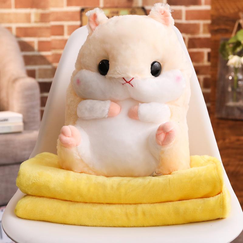 Poupée hamster super mignonne et dodue trois-en-un oreiller de sieste climatisé couverture chauffante jouet en peluche
