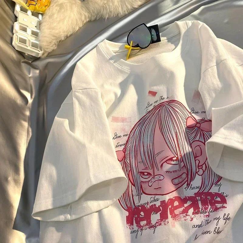 Women T Shirt Fruit Print Harajuku Tshirt Loose Short Sleeve Cute Oversized Tee Clothes Y2k Top Anime Graphic T-shirt