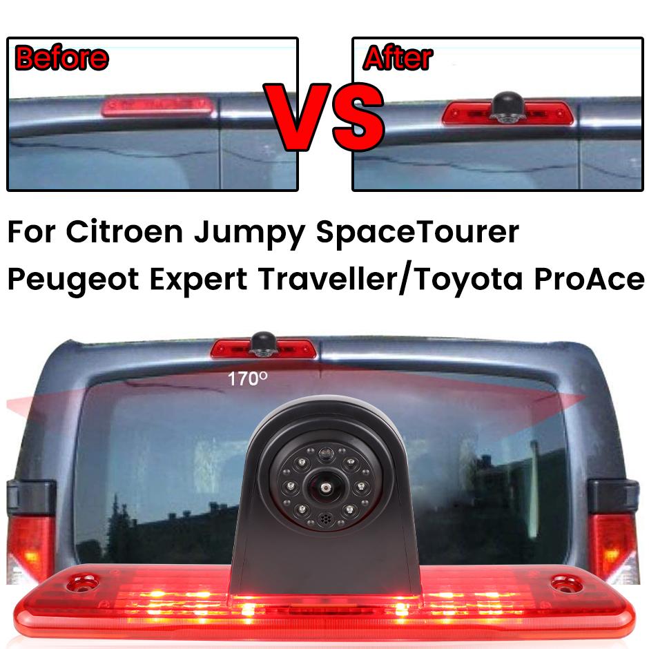 AHD 1080P Car Roof Top LED Brake Light Rear View Camera For Fiat Scudo Peugeot Expert Toyota Proace Citroen SpaceTourer 2006-16