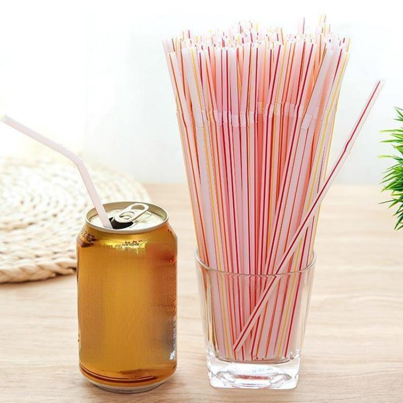 500Pcs Disposable Straws Individually Wrapped Single Stick Plastic Bubble Milk Tea Juice Coarse Bend Party Rainbow Straw