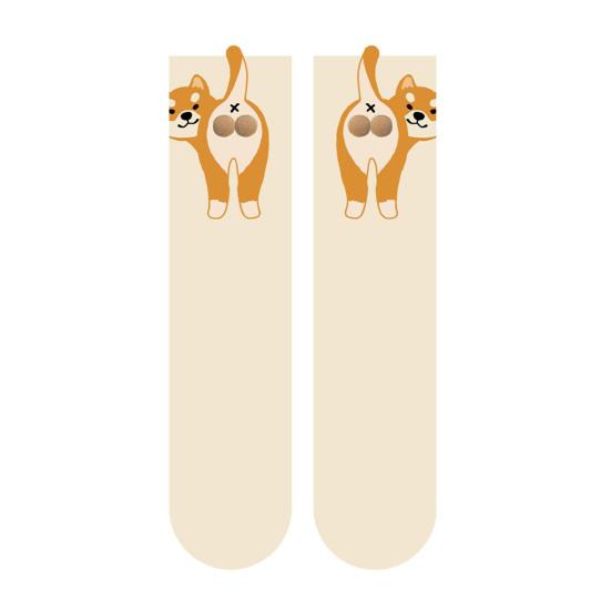 Women's Cute Dog Socks with 3D Fuzzy Balls Funny Novelty Animal Print Crew Cotton Socks for Women Girls Dog Lovers