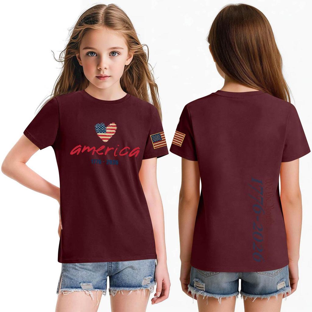 Fashionable Round Neck Short Sleeve Work Clothes Printed Tops For KID Summer Tops