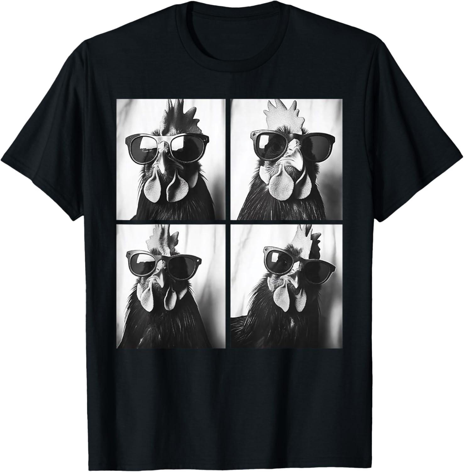 Петух в солнечных очках Фотобудка Селфи Ферма Курица Футболка унисекс 3XL