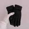 New Winter Style Pineapple Style Imitation Cashmere Full-finger Touch Screen Knitted Warm Jacquard Fashion Plus Velvet Thickened Wool Gloves