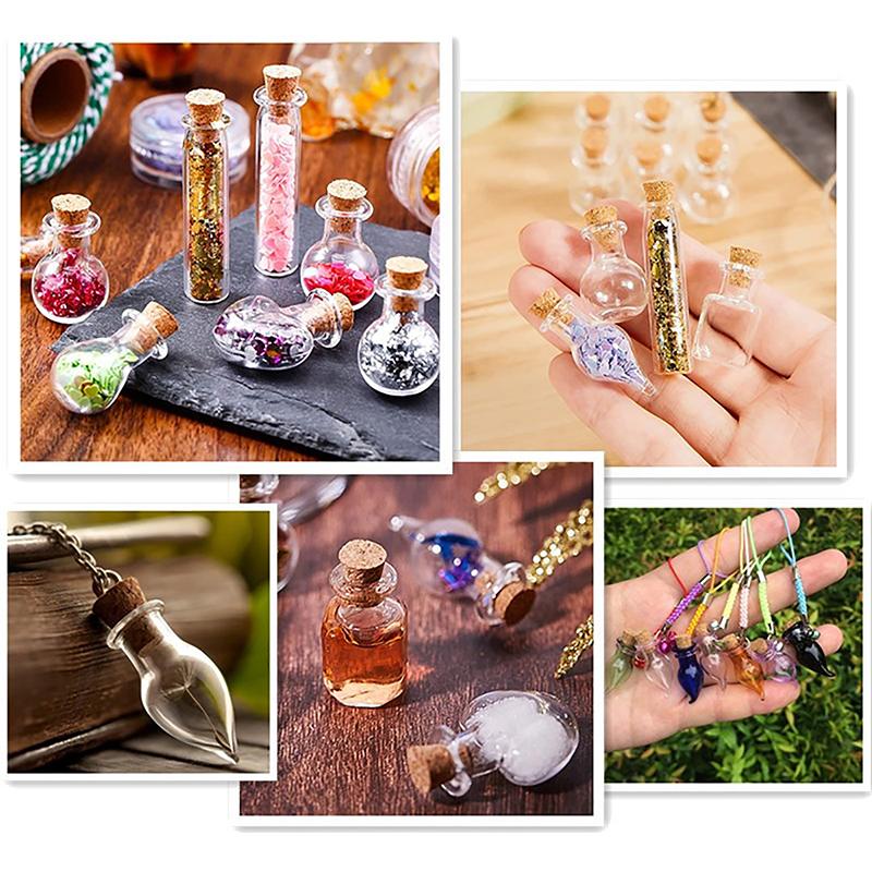 10Pcs Glass Bottles Miniature Bottle Mini Cork Glass Vials Diy Mini Wishing Drifting Bottle Wedding Party Decor Glass Jars
