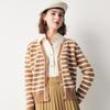 PALUOPO 2025 Women's Pure Cashmere Striped Jacquard Cardigan