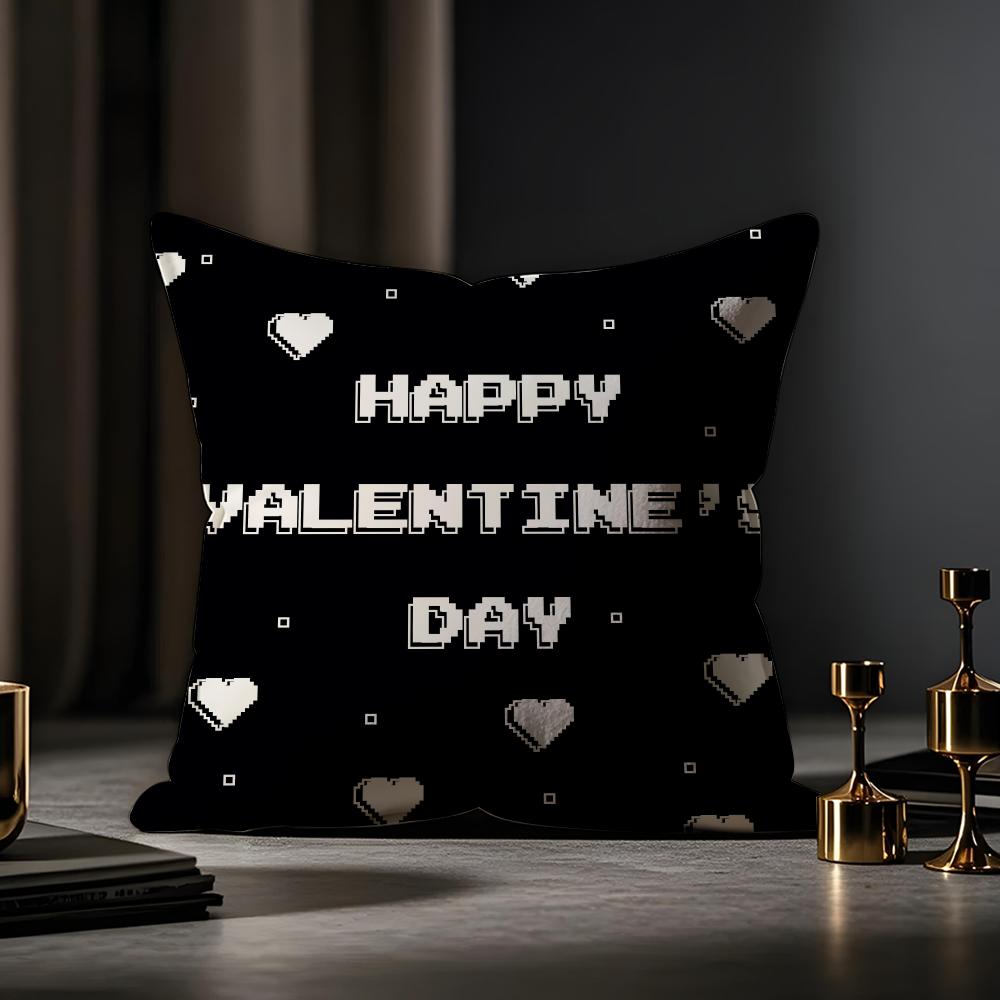 Valentine's Day Stickers X Cushion Cover Anti-dustmite Pillowcase Invisible Zipper Silky Short Plush Sofa Cushion Cover