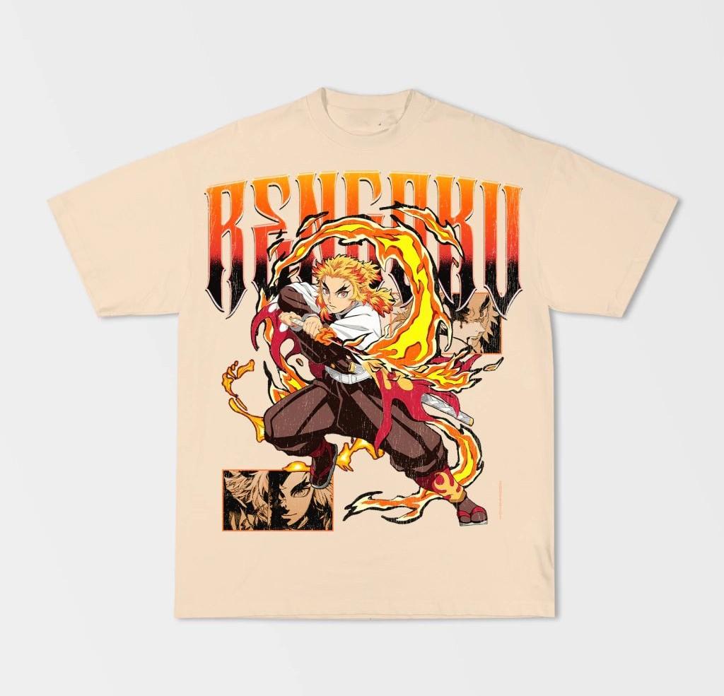 Japanese Anime Print Pattern T-shirt Casual Loose Streetwear Sports Cotton Top Crew Neck Unisex Comfortable Top