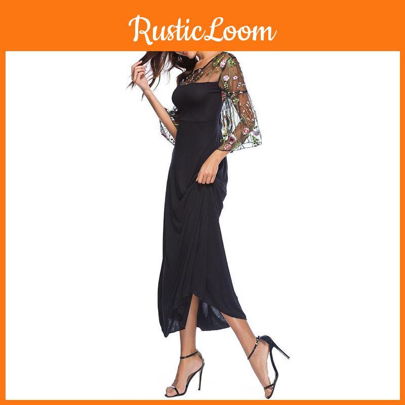 Elegant Fashion Women Chimmo Bodycon Dress With Embroidered Floral Design