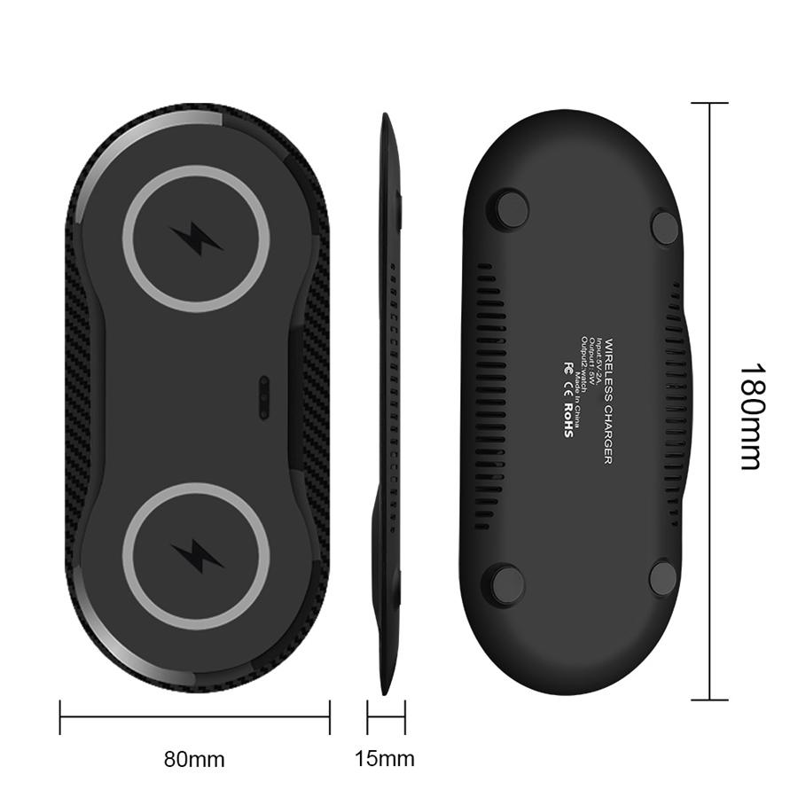 20W Double Seat CAR QI Wireless Charger Fast Charging Pad 2 In 1 Desktop Charger for iPhone 11 Pro X XS MAX XR For Samsung S10 S9