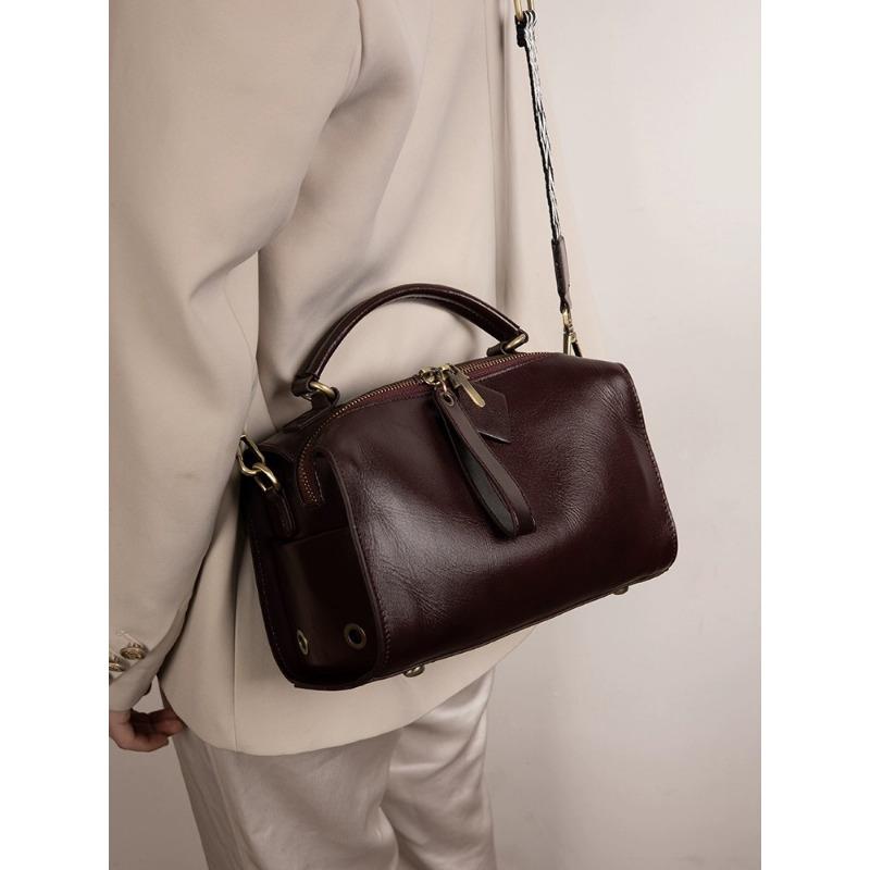Genuine Leather Women's Bag New Fashionable Top Vegetable Tanned Cowhide Shoulder Bag Korean Style Versatile Hand Crossbody Bag
