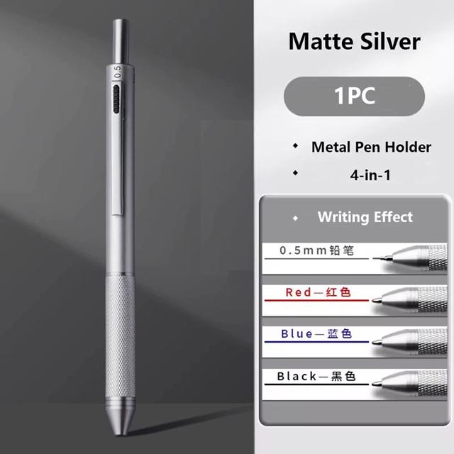 4 In 1 Multicolor Metal Ballpoint Pens 3 Colors Ball Pen 1 Mechanical Pencil For School Office Writing Supplies Stationery