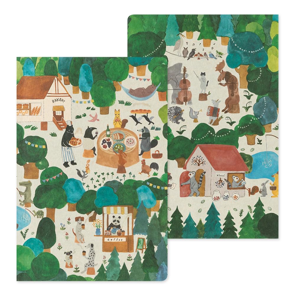 Midori Yurulog Waldtier 15352006 Notizbuch, Muster, B6,