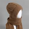 Hat and scarf integrated fleece thickened snow hat autumn and winter cycling wool woven women's thermal hat