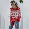 Womens Snowflake Knit Sweater Loose Fit Crew Neck Long Sleeve Acrylic Pullover Winter Office Wear