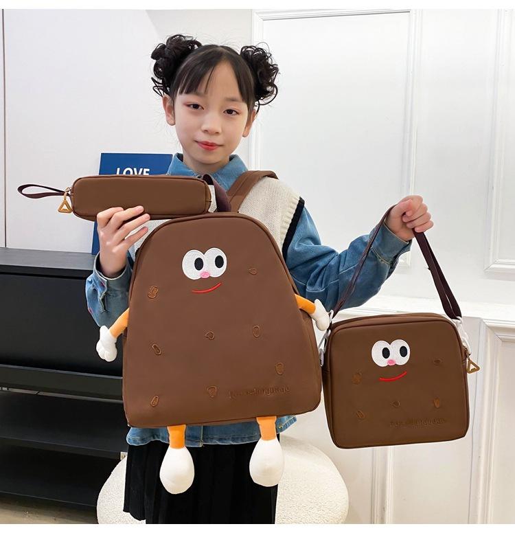 Biscuit Backpack Female Japanese Ins Wind Soft Cute Cartoon Cute Canvas Backpack Girl Student School Bag