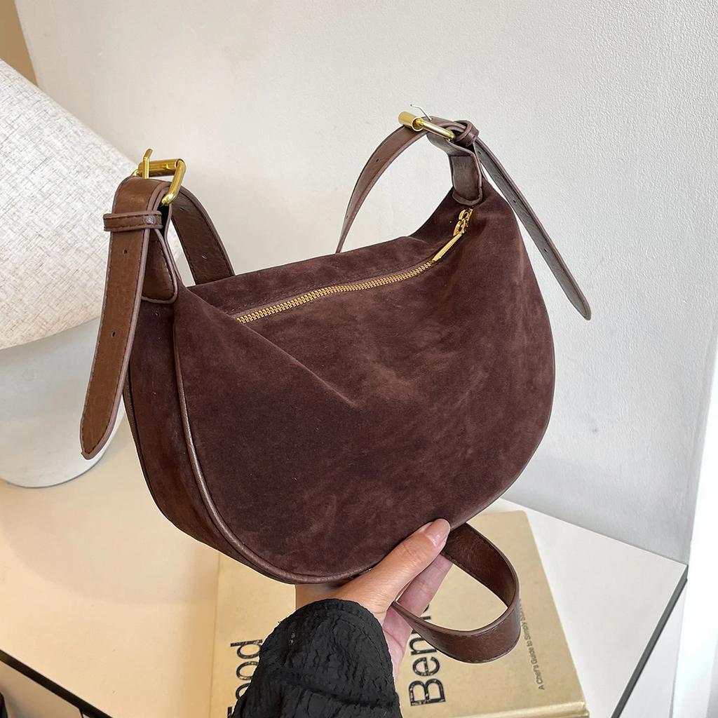 Retro feminine bag with advanced texture versatile underarm niche design new fashion saddle bag
