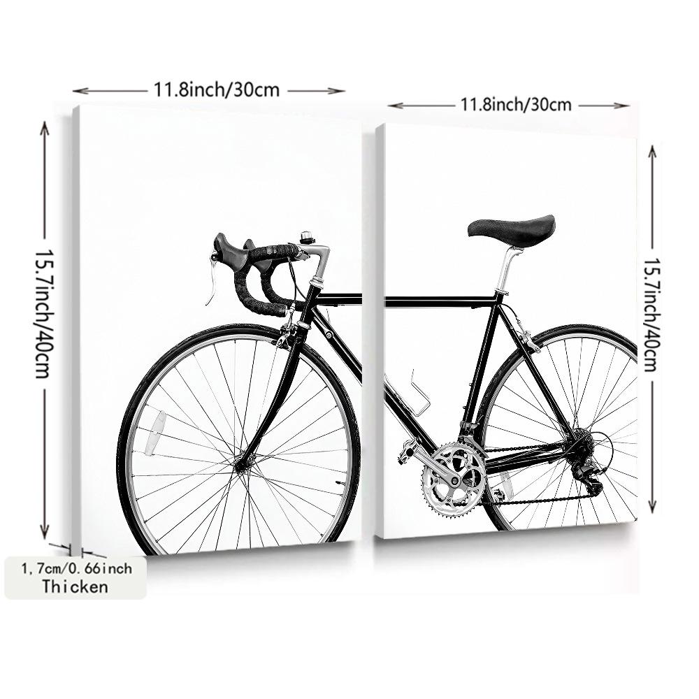 2pcs/set Vintage Bike Art Oil Painting Canvas with Wood Frame Draw Wall Decor Home Room Decorations
