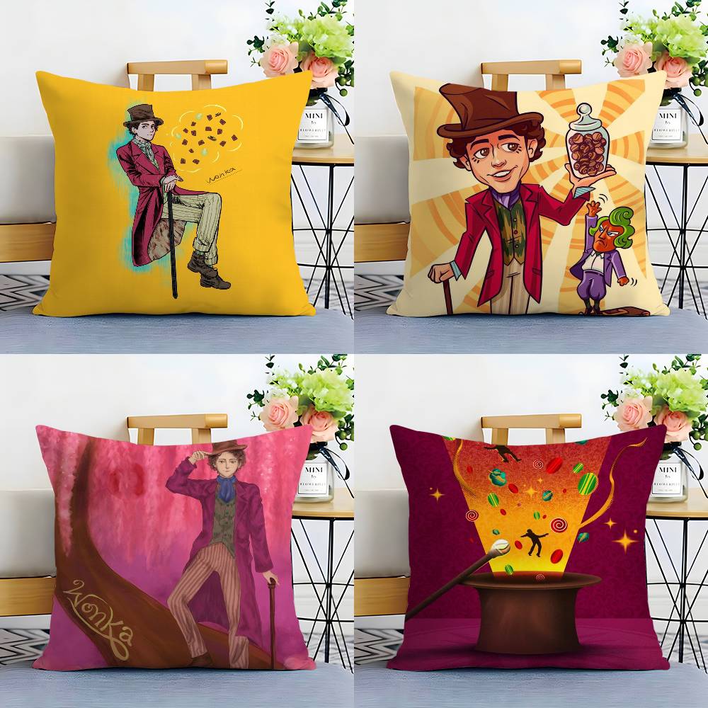 Moive W-Wonka New Pillow Case Plush Fabric Soft Double Sided Print Sofa Cushion Cover Throw Pillow Covers