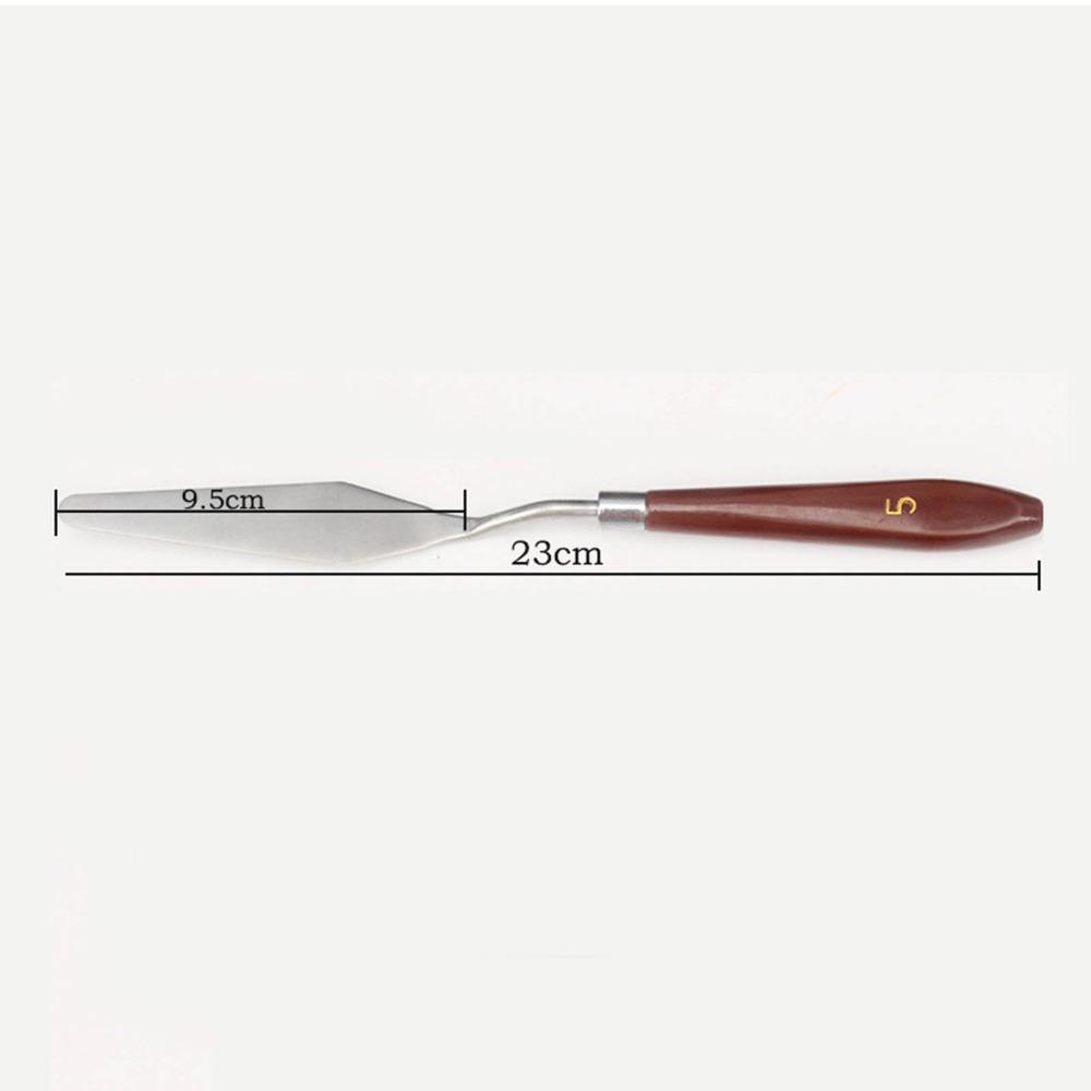 5PCS Wooden Handle Art Painting Scraper Metal Working Head Painting Shovel Tool Pigment Blending