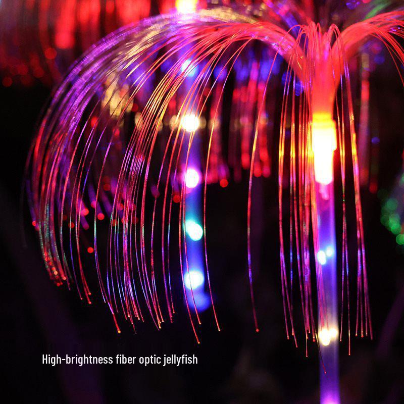Cross-border Solar LED Jellyfish Garden Light, Waterproof, 7-Color Fiber Optic, Outdoor Lawn Decor.
