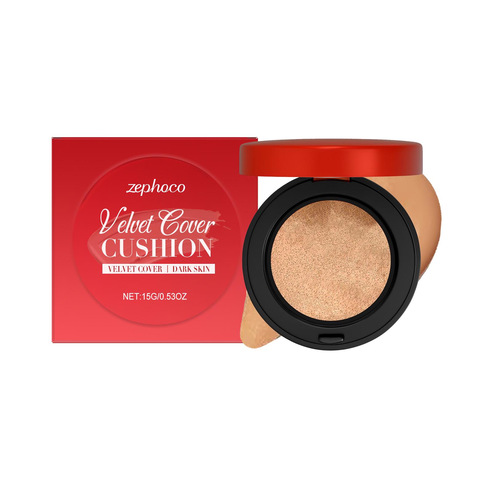 zephoco Deep Skin Tone Moisturizing Concealer Cushion - Velvety Texture, Natural Makeup Base, Lightweight, Fits Well, No Creases