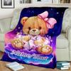 1PC Custom Name Teddy Bear Magic Night Outdooor Flannel Blankets Throw Blanket All-Season Throw Gift Bedspread for Couch, Bed, Camping Holiday Birthda