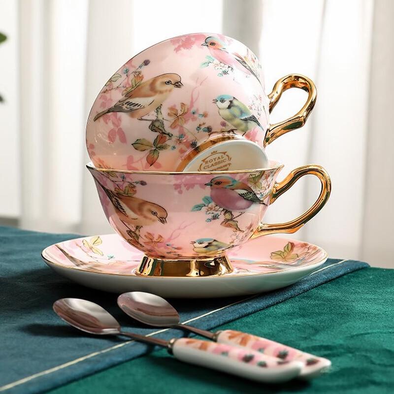 TLXT Bone China Gold-Rimmed Coffee Cup & Saucer Set